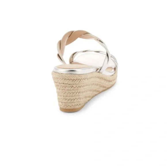 Stuart Weitzman Silver Twist‎ Espadrille Wedge Sandals